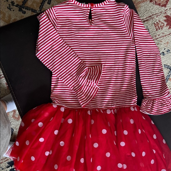 Red Striped Santa Dress with Polka Dot Skirt - Picture 3 of 5
